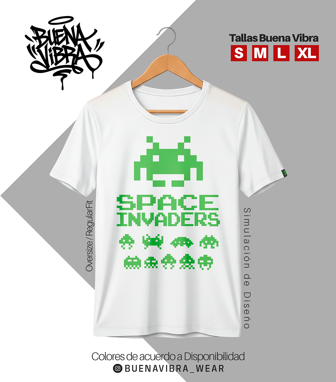 SPACE INVADERS 👾🎮, Regular Fit Aceituna