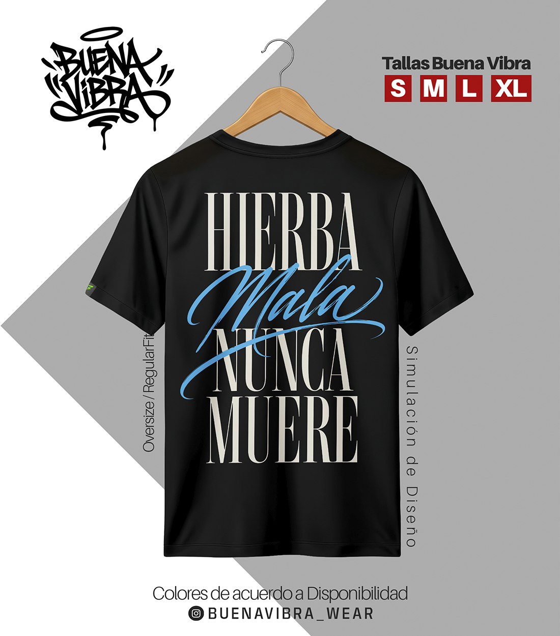 🌿 HIERBA MALA, Oversize Negro