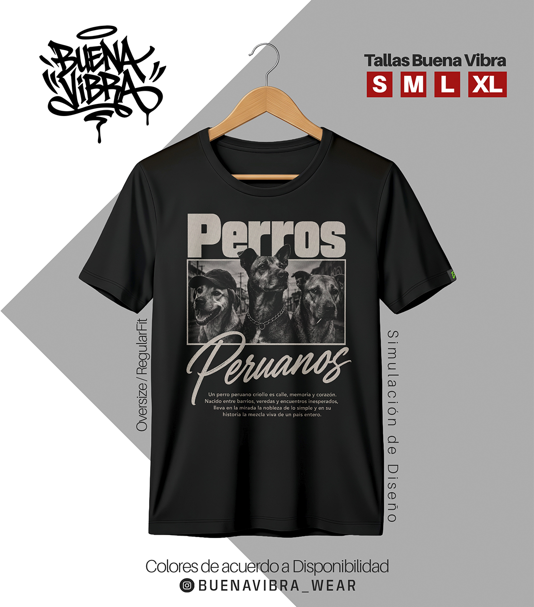 🐕 PERROS PERUANOS, Oversize Negro