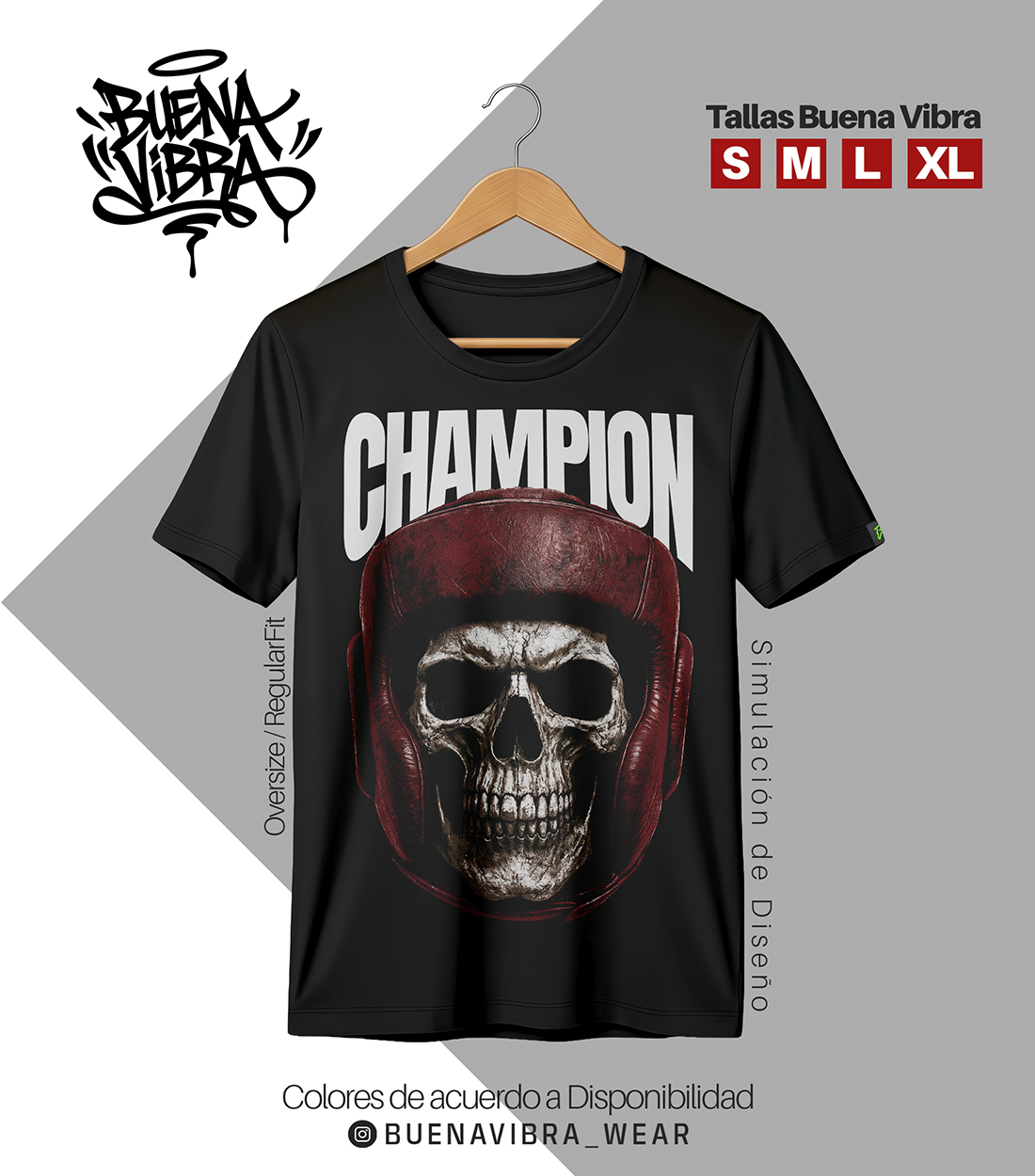 🥊 CHAMPION SKULL, Regular Fit Aceituna