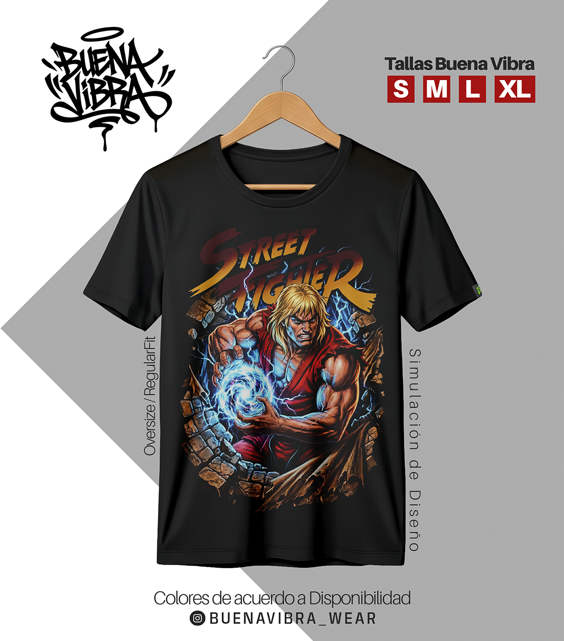 🔥 STREET FIGHTER MODE, Oversize Negro